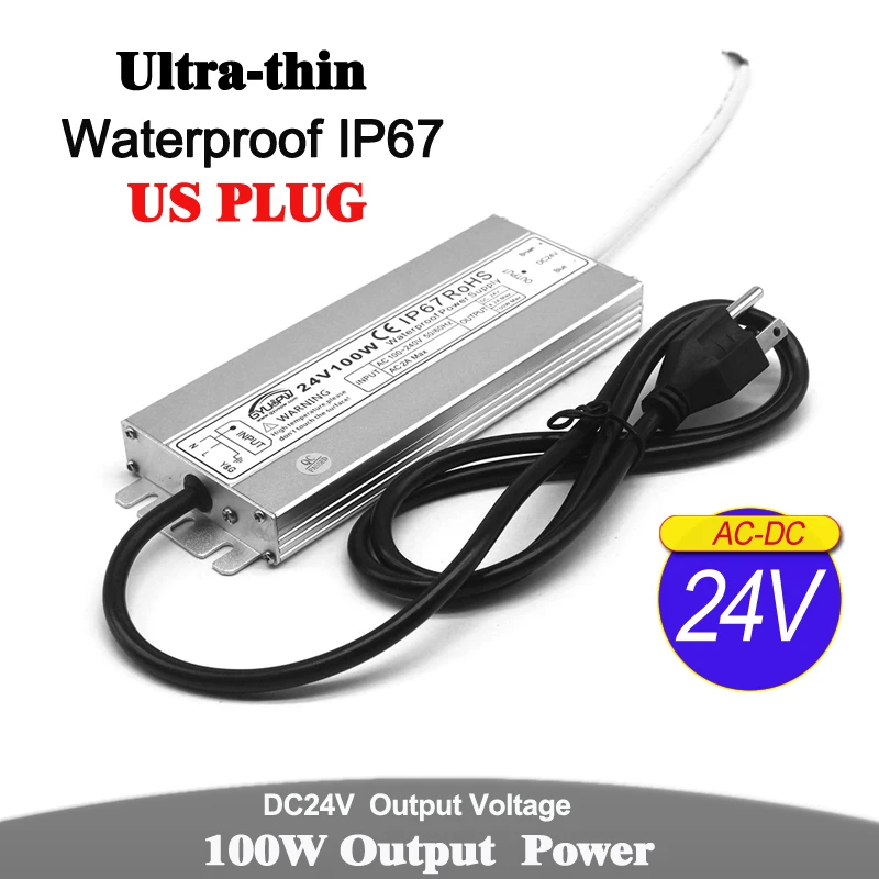 DC12V DC24V 60W 72W 100W 120W 150W Power Supply Switch AC DC 12V 24V Waterproof IP67 Power Adapter US PLUG For LED Light CCTV