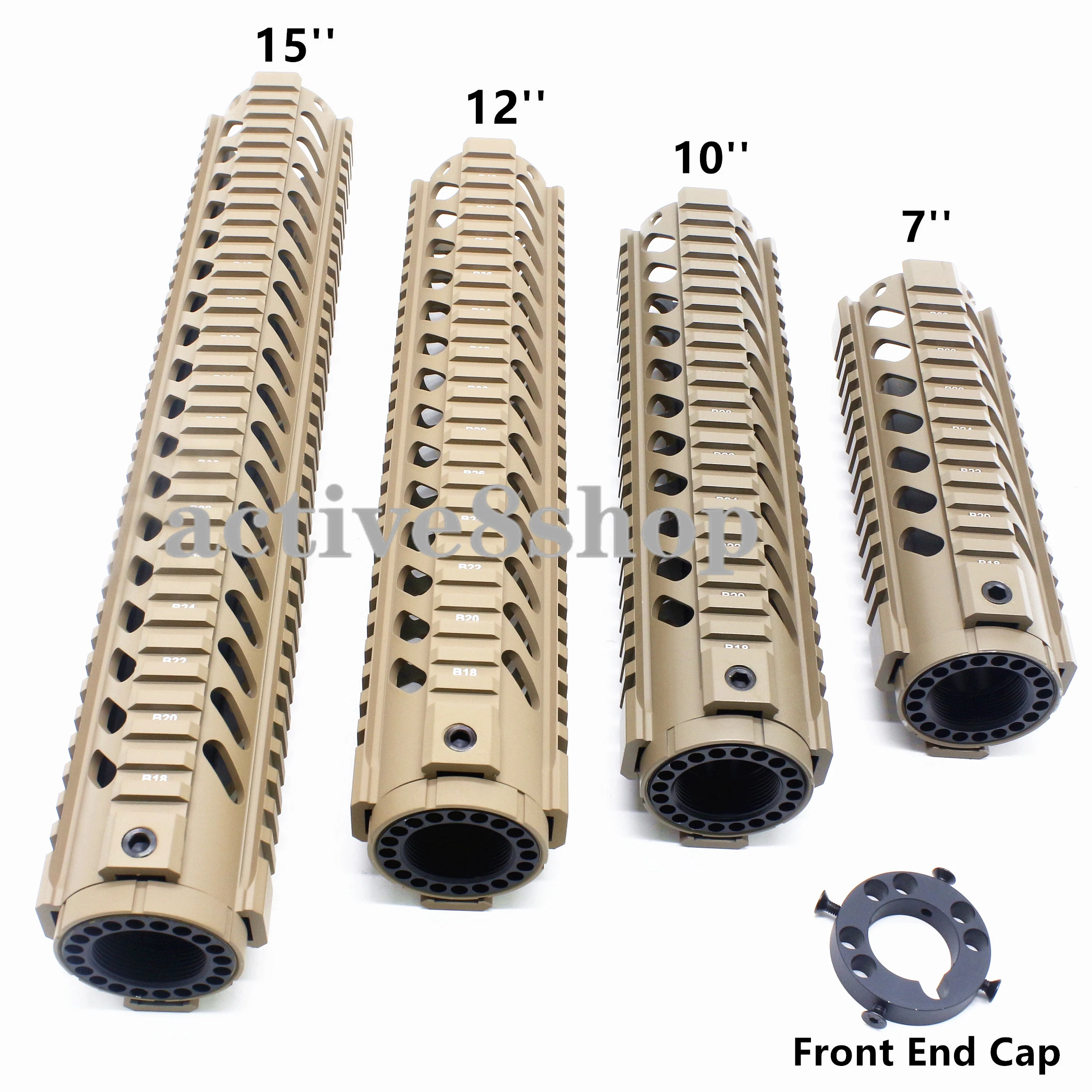 Tan Tactical 7''10''12''15'inch Quad Rail Handguard Free Float Rail Mount System Picatinny Rail M16 с передней крышкой