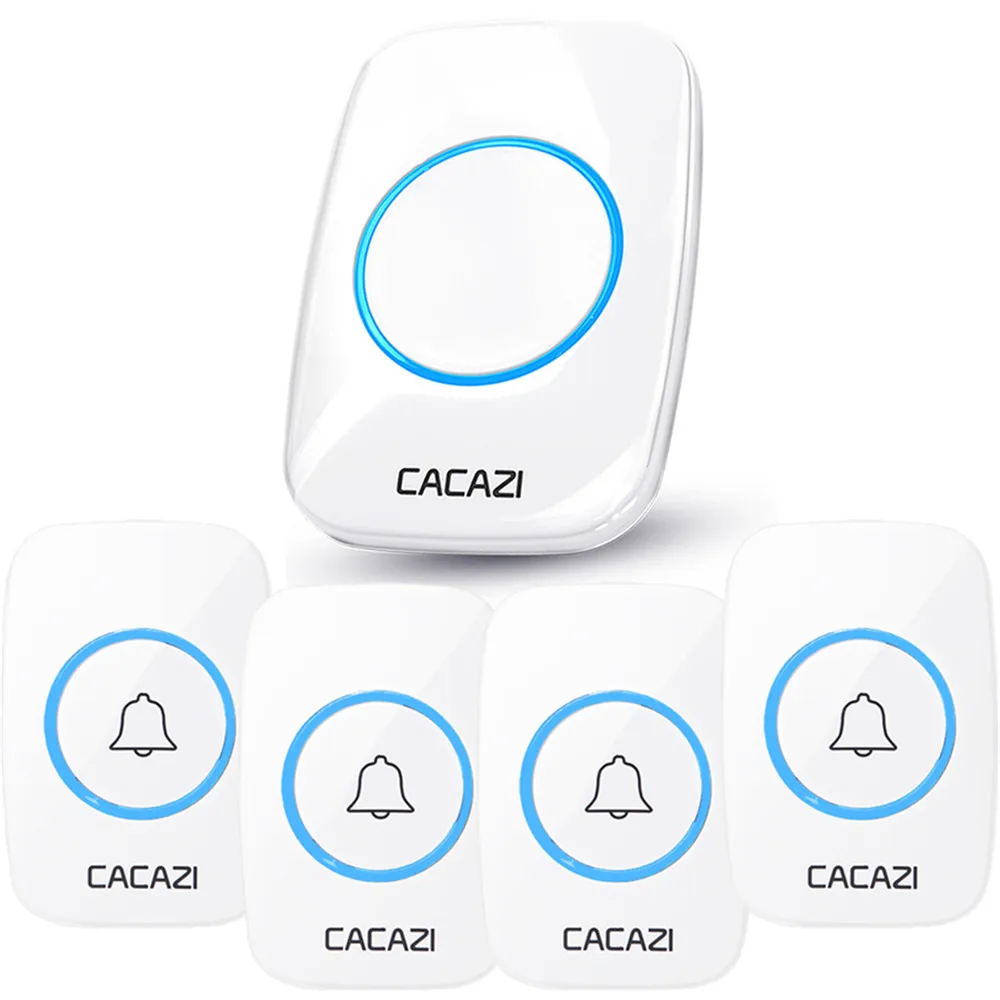 4 button 1 receiver CACAZI 60 Chime 110DB беспроводной дверной звонок Водонепроницаемый 300 м Пульт дистанционного управления EU AU UK US штекер домашний дверной звонок батарея 1 Кнопка 1 2 3 4 Приемник - Цвет: 4 button 1 receiver
