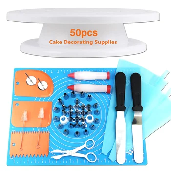 

50Pcs Cake Decorating Equipment Cake Decorate Set Cupcake Kit Cakes Tool DIY Baking Supplies 32 Numbered Icing Tips