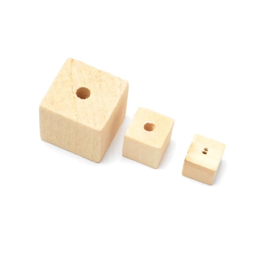 

Nature Wooden Cube Unfinished Faceted Wood Spacer Bead Handmade Square Loose Beads For DIY Jewelry Making Pick Size10-20mm