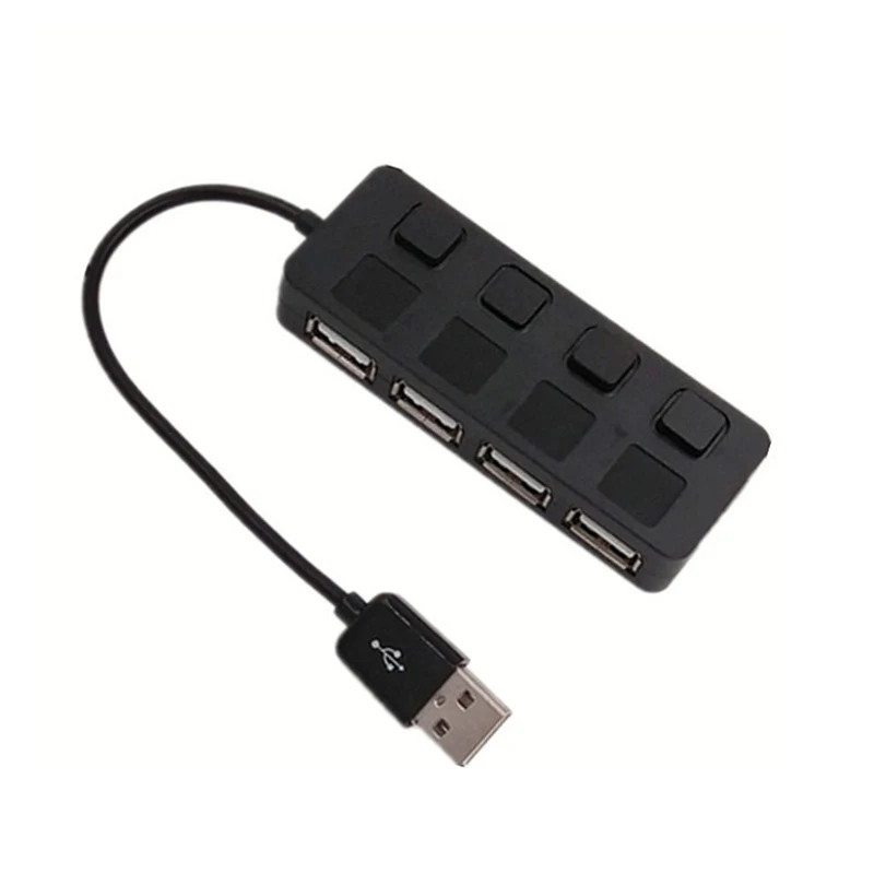 Черный VIPATEY 480 Мбит/с 4-портовый USB HUB pcb с индивидуальным Вкл/Выкл кнопка Светодиодный свет Совместимость WIN7/WIN8/WIN10/IOS/Другое устройств - Цвет: Черный