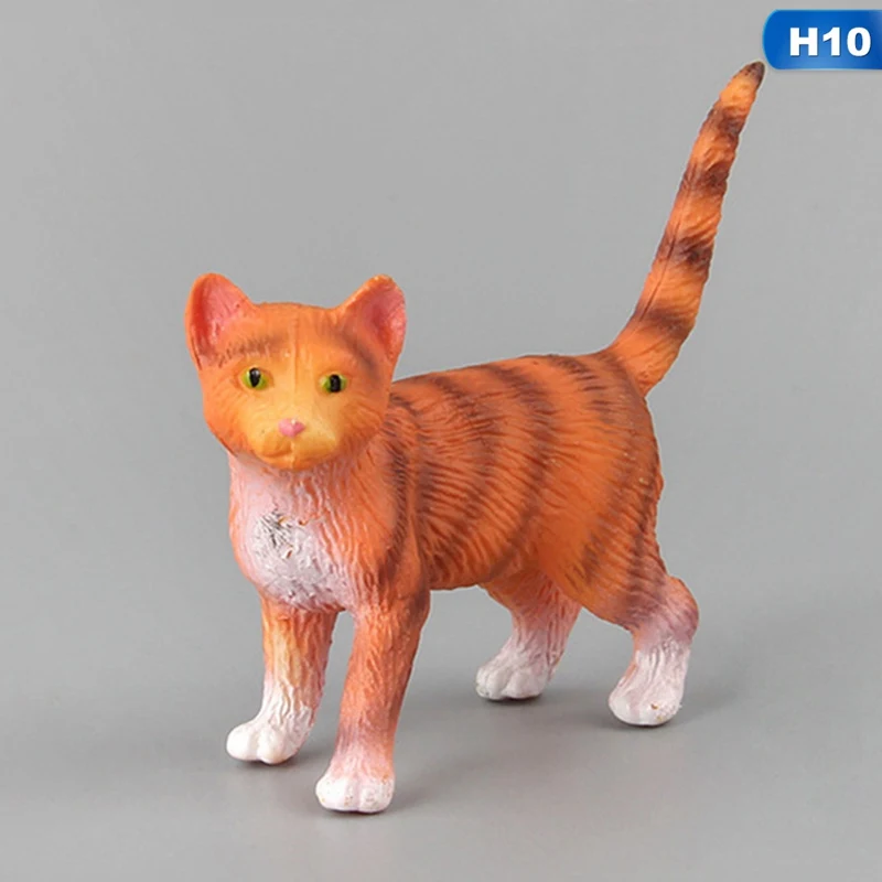 Simulation Mini Cat Animal Model Toys Small Plastic Figures Home Decor Figurine Decoration Accessories For Kids Toys - Color: H10