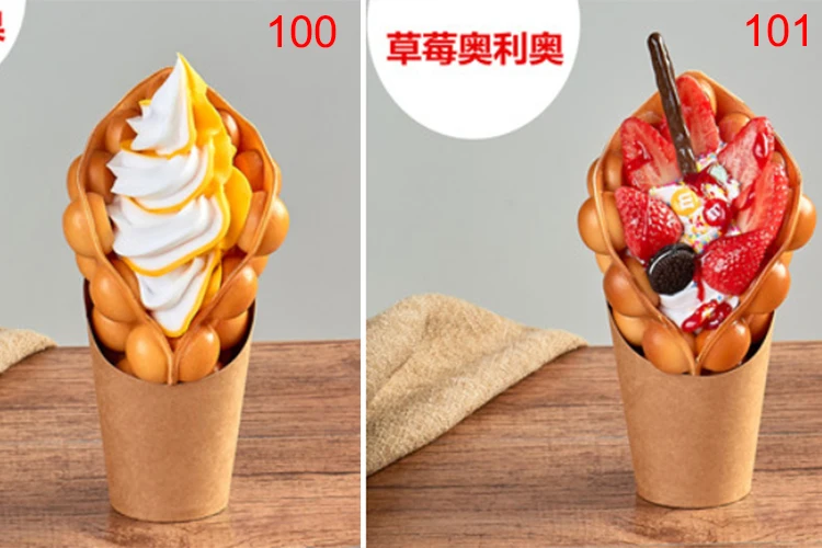 Fake Ice Cream Egg Waffle Model Display Sample Simulation Food Eggettes Puff Egg Bubble Waffle Model Dessert Props Display