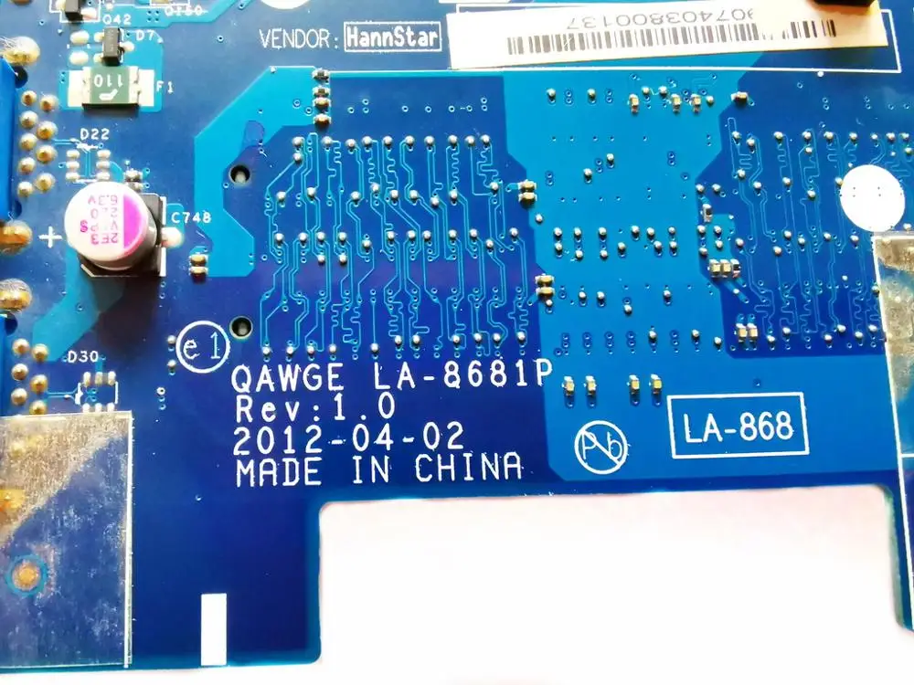 Оригинальная материнская плата для ноутбука lenovo G585 G585 E1-1200 QAWGE LA-8681P протестирована хорошая