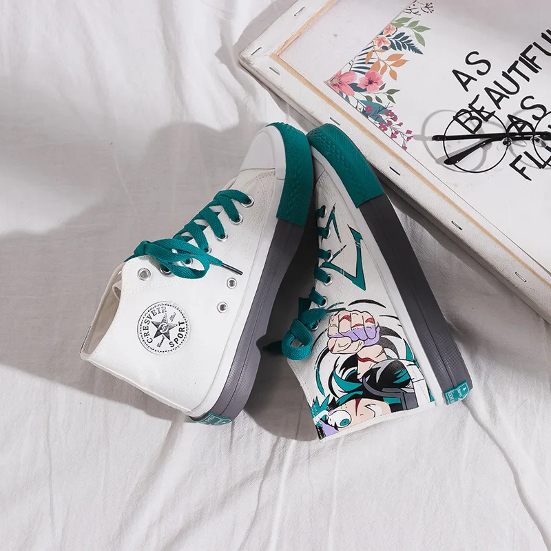 

2020 Spring New Style Korean-style Hand-Painted Change Graffiti Canvas Shoes Women's Fashion Hight-top Students Women's Casual W