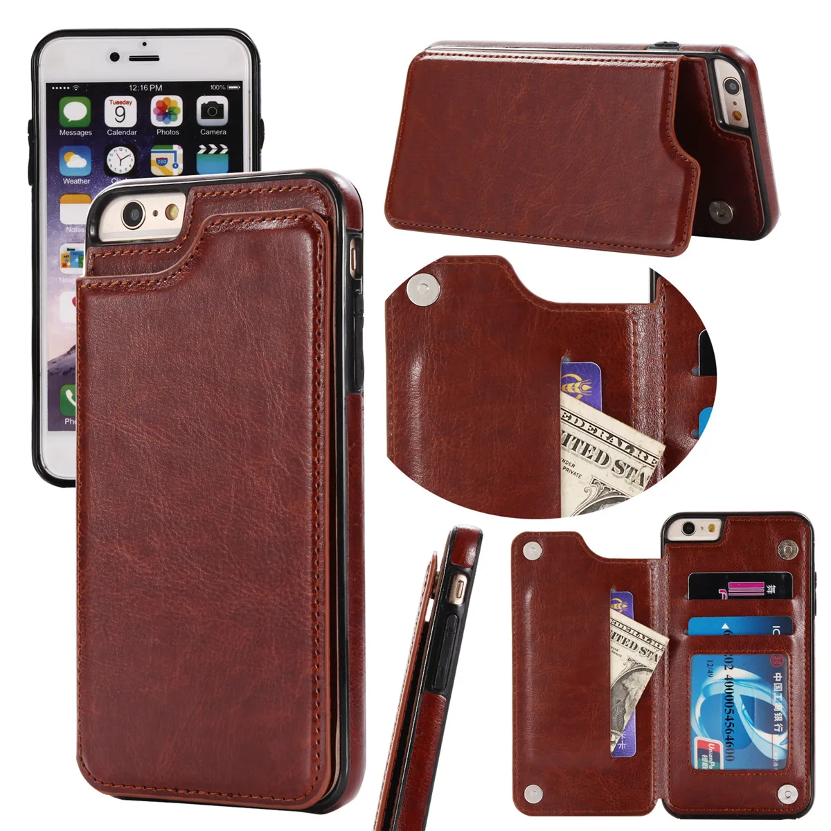 

Retro PU Leather Case For iPhone 11 11 Pro 11 Pro Max 5 5S SE 6 6s 7 8 Plus X XS Case Buckles Flip Stand Card Slots Wallet Case