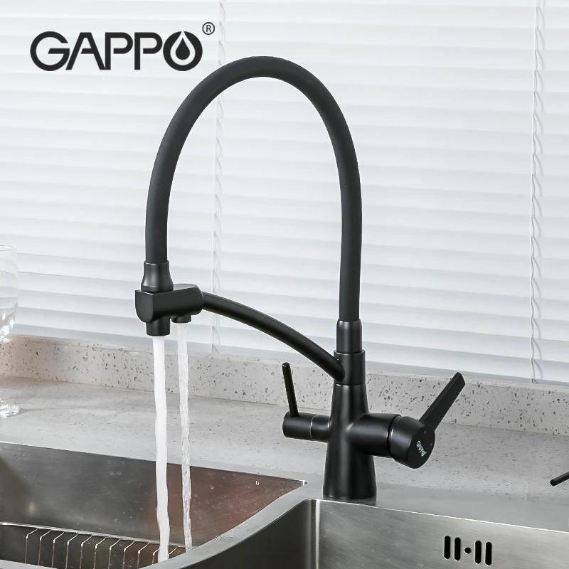 GAPPO-grifo extraíble con filtro para la cocina, mezclador de agua potable de 360 grados, Mezclador caliente y frío para fregadero, cascada