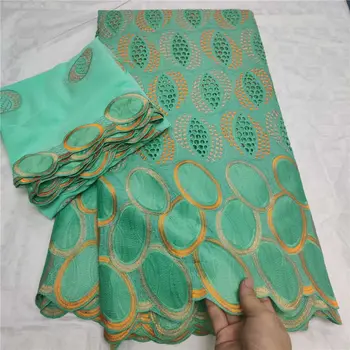 

2020 New design African Net Lace Fabric 100% Cotton Embroidery High Quality Swiss voile Lace Fabrics For Wedding Dress 7Yard/set
