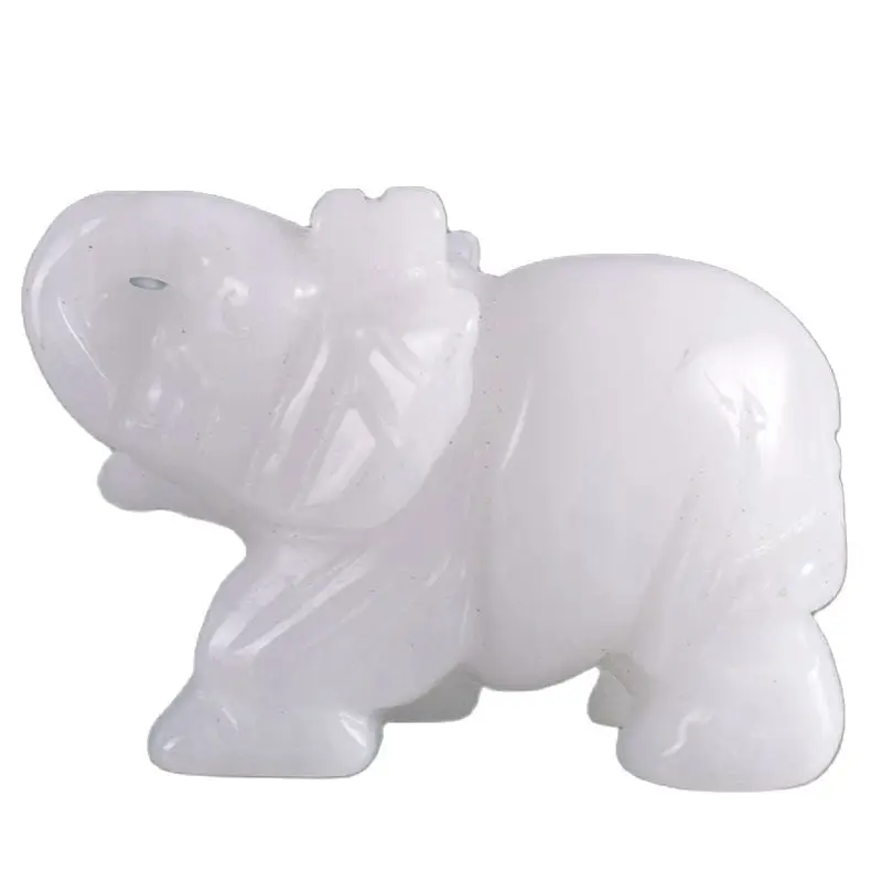 Jade Miniature Figurine Elephant Hand Carved Craft White Mineral