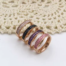 Новое модное корейское полукристальное кольцо из нержавеющей стали, розовое золото, обручальное кольцо, модное ювелирное изделие