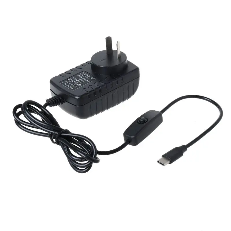 AU Тип C адаптер питания USB C зарядное устройство вкл/выкл переключатель для Raspberry Pi 4 Модель B - Цвет: AU