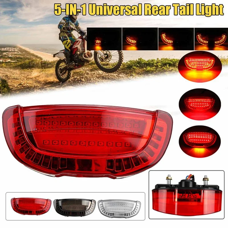 Motorcycle LED Tail Light Brake Stop DRL Turn Signal Rear Lamp Indicator License Plate for ATV Dirt Bike |