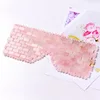 Pink Quartz Eye Mask Massage Face Roller Set Natural Rose Gouache Jade Stone Facial Relax Beauty Massager Ice Therapy Sleeping 3