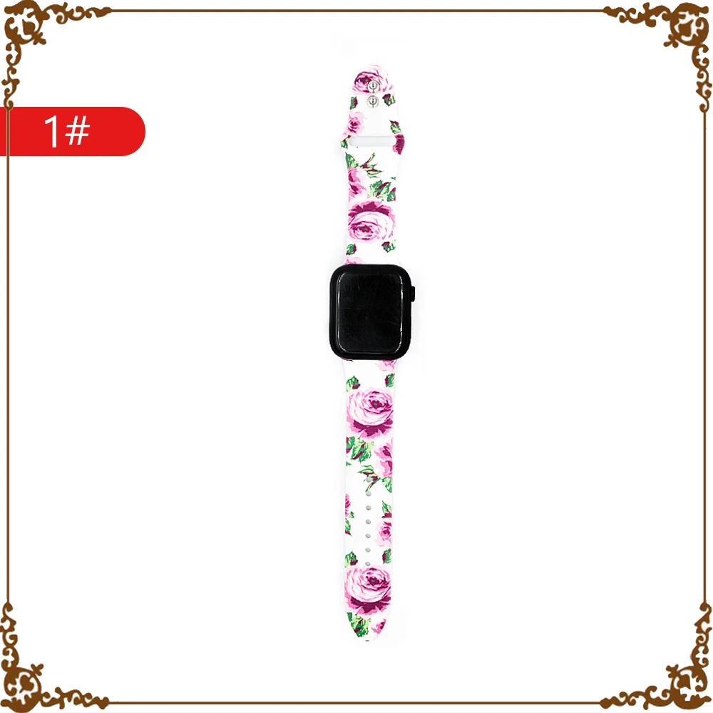 1 Ремешок с цветком для apple watch 5 4 band 44 мм 40 мм correa iwatch band 42 мм 38 мм браслет силиконовый apple watch 3 2 1 Аксессуары для часов - Цвет ремешка: 1