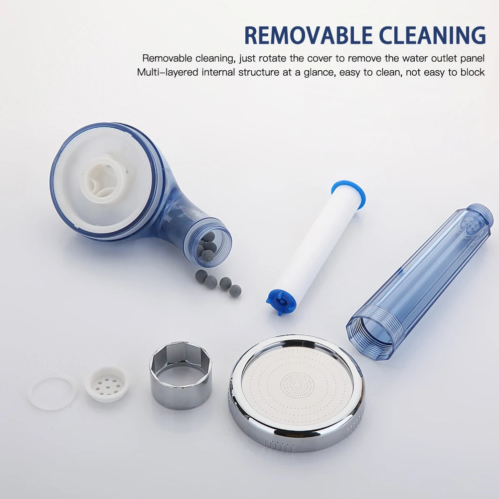 

3 Mode Rotating Shower Head Adjustable Water Saving Shower Water High Pressure Shower Head With Stop Button Bathroom Accessories