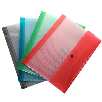

4pcs Snap-Fastener Design Bag Useful Waterproof Durable Document Storage Bag File Bag For Office School Work