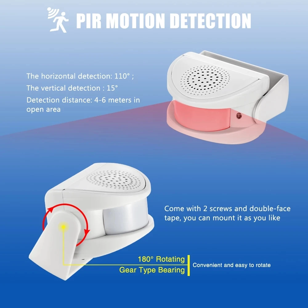 32 Songs Wireless Guest Welcome Chime Alarm Door Bell PIR Motion Sensor for Shop