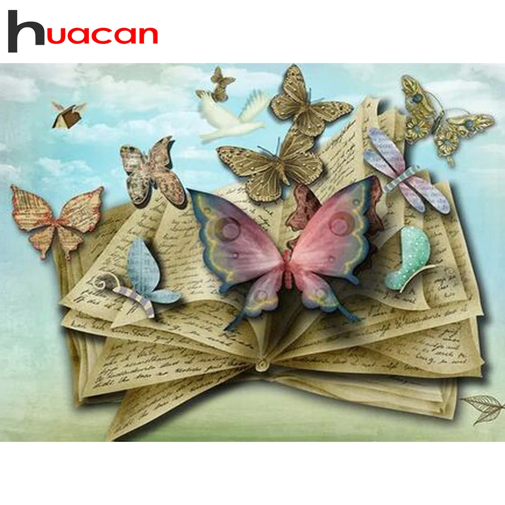 Huacan алмазная вышивка иконы книга пейзаж мозаика бабочка картины из страз картина
