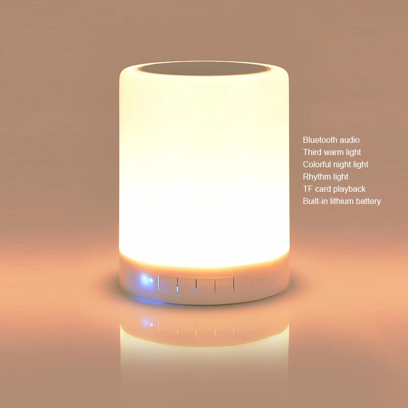 Rechargeable Smart LED Night Light Touch Control With Bluetooth Stereo And Alarm Function Intelligent Dimmable RGB Color Change