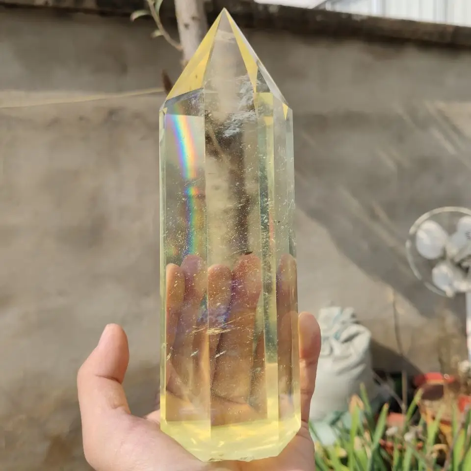 1000g 1pcs Yellow Melting stone quartz obelisk crystal wand point reiki healing