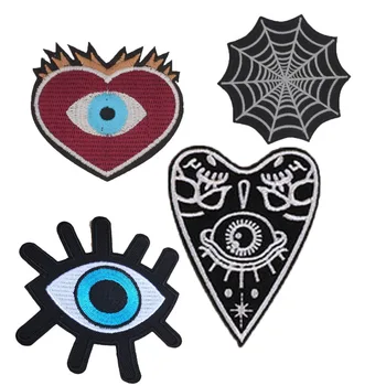 

1pc Black Heart Eye Embroidery Patches for Clothing Iron on Clothes Biker Punk Jeans Jacket Appliques Badge Stripes Sticker DIY