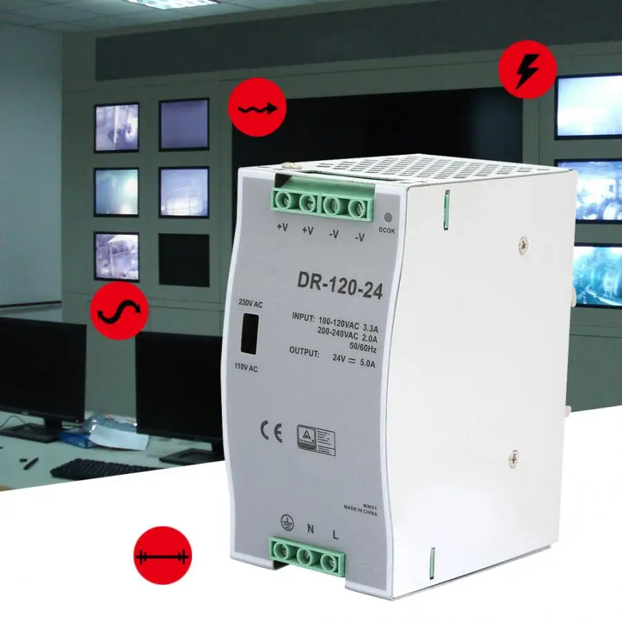RP-120-24 Din Rail single output switching power supply 120W100~240V/24V/ 5A AC/DC switching power supply