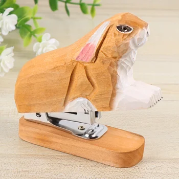 

Rabbit Shape Portable Stapler Wooden Creative Book Sewer Manual Stapling Machine Student Stationery for School Students