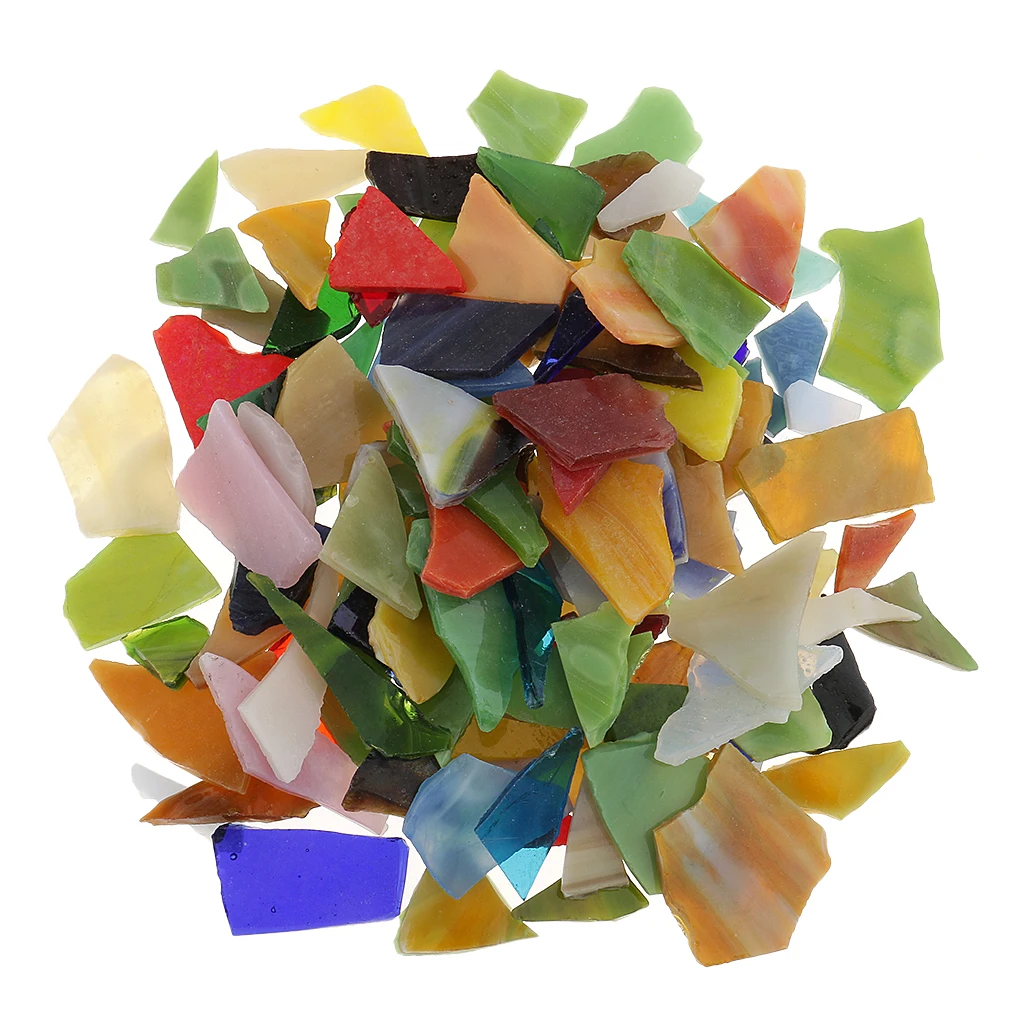 200g Mixed Color Irregular Glass Mosaic Tiles Pieces For DIY Craft 10-30mm
