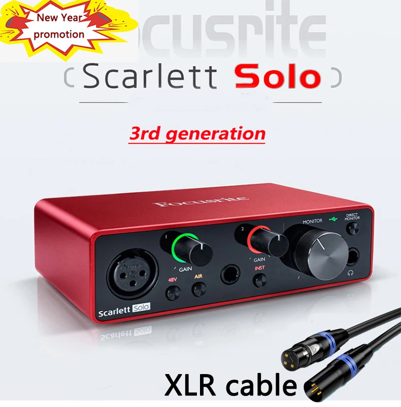 Focusrite Scarlett Solo 3rd gen audio interface headphone amplifier USB sound card 24-bit/192kHz AD-converters for preamplifier