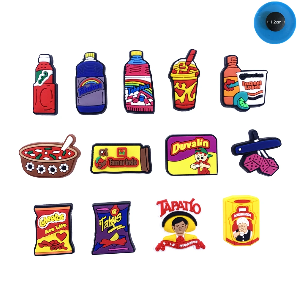 Shoe charms 1PCS Mexico style fashion food icon for kids shoe accessories DIY gifts potato chips bottle wristband buckle