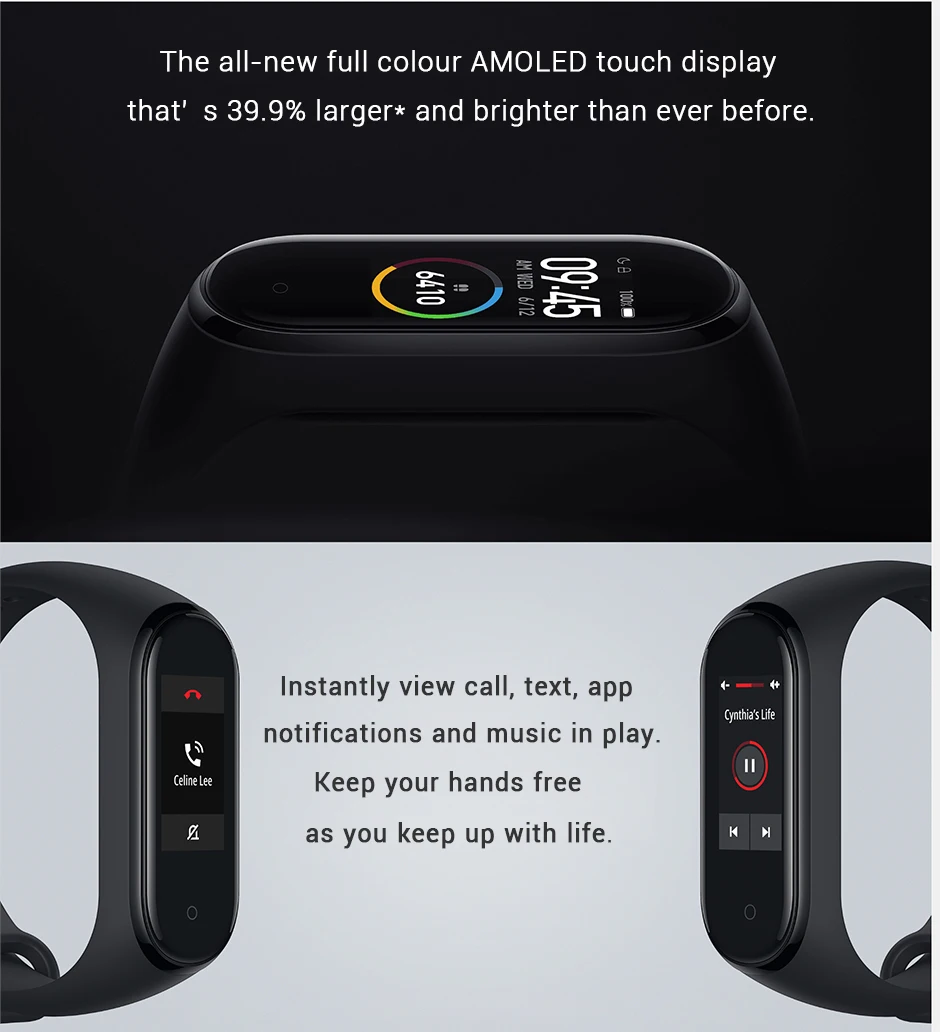 Xiaomi Mi Band 4 умный браслет 3 AMOLED цветной экран Miband 4 Smartband фитнес Bluetooth Спорт 50ATM водонепроницаемый SmartBand