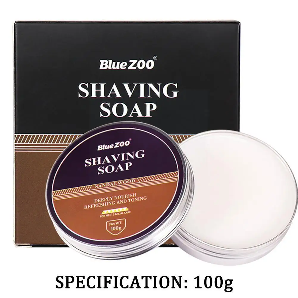 100g Men's Shaving Cream Mint Sandalwood Care Foam Safe Non-irritating Soap Cleaning Shaving Soap W1z4