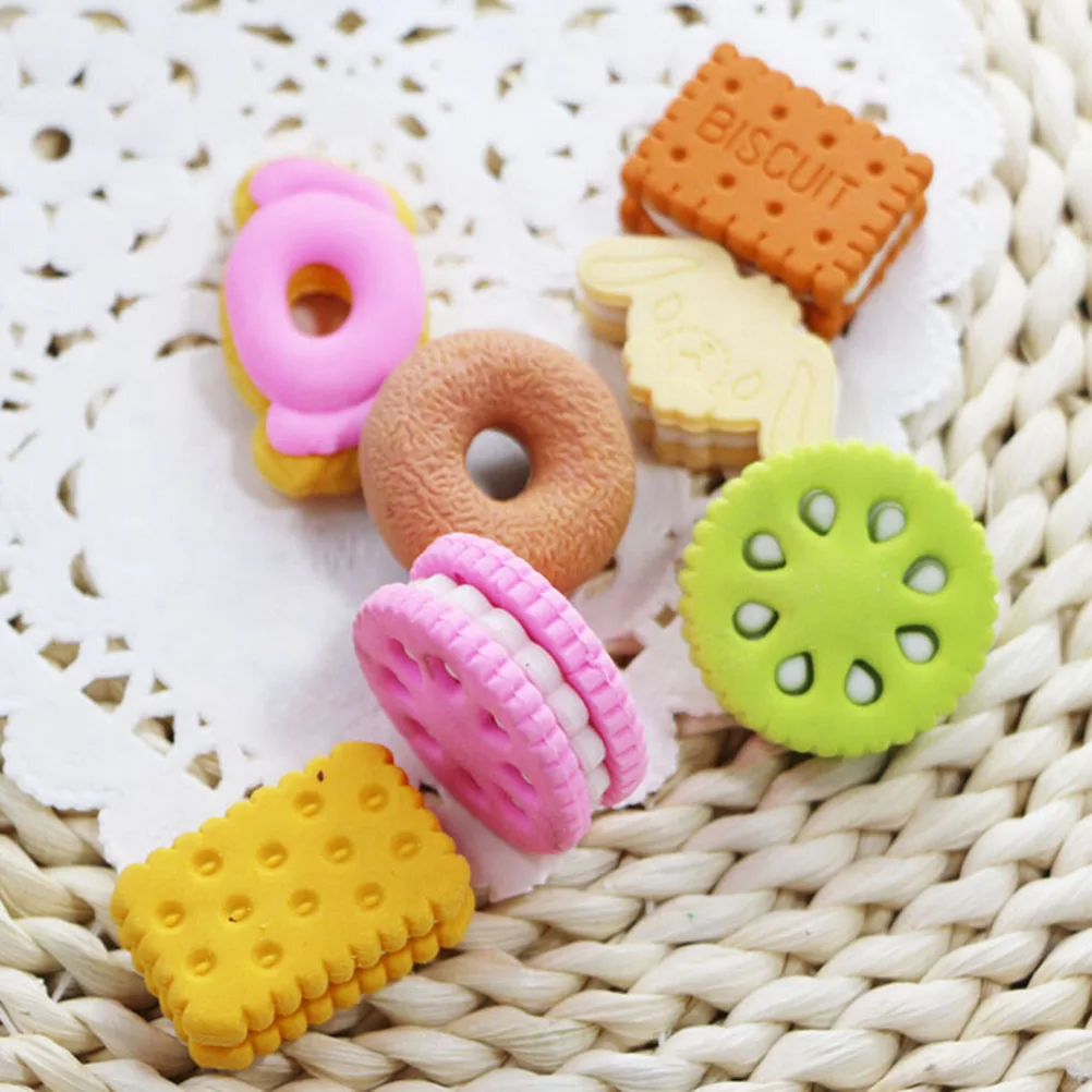 

Student Supplies 1pcs Novelty Food Eraser Cute Rubber Doughnut Cream Biscuit Party Bag Gift