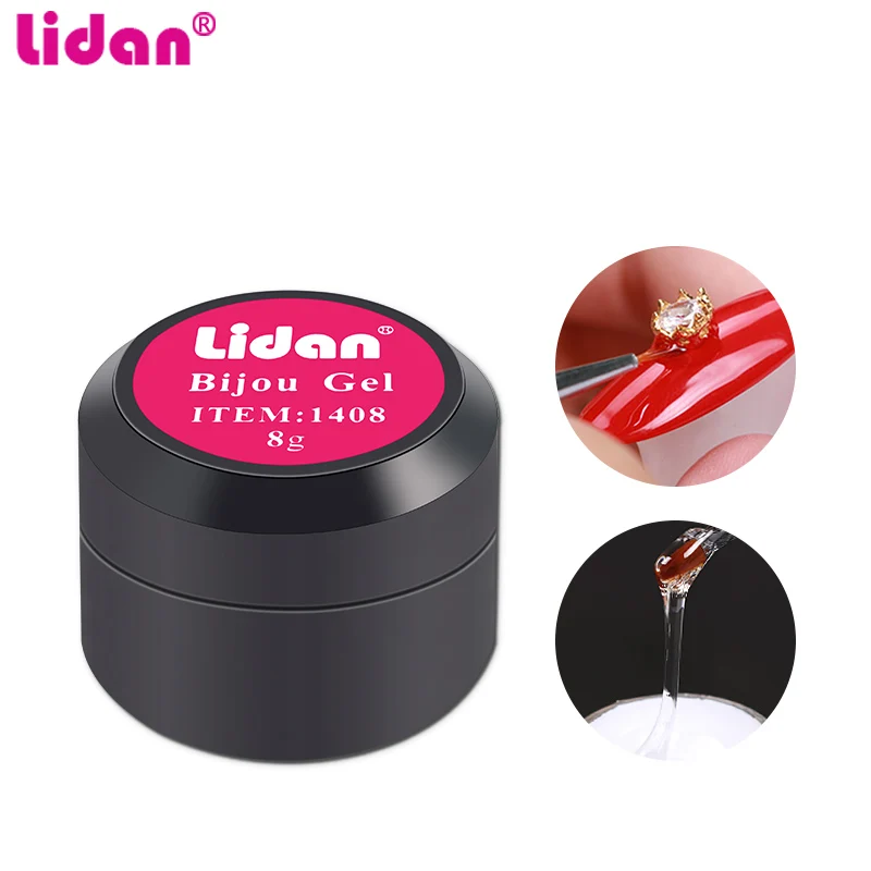 

1 Bottle Nail Drilling Glue for Rhinestones False Nail Art Tips Clear Point Gel with Piece Diamond Sticker Drill Nail Decoration
