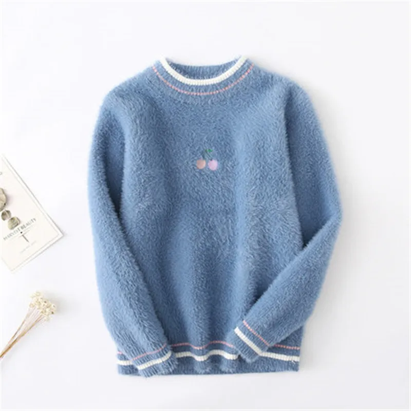 Осенний милый свитер для маленьких девочек детская одежда зимние теплые свитера в полоску с высоким воротником для девочек детские пуловеры, вязаные топы, новинка