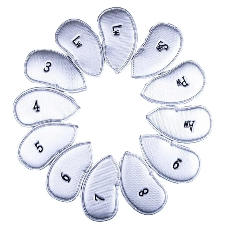 

12pcs / Set Golf Clubs Iron Pole Head Hat Sleeve PU Leather Golf Protective Cover Golf Accessories Catazer