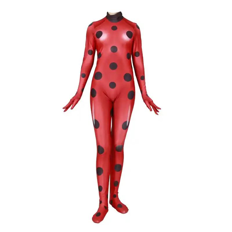 Anime Queen Bee Ladybug Costume Marinette Adrien Cat Noir Cosplay Zentai Jumpsuit Bodysuit Halloween Carnival Outfit Kids Adult