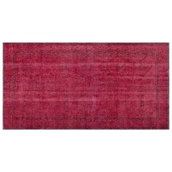 

Handmade Red Vintage Overdyed Turkish Area Rug 112x215 Cm-3'8''X7'1''