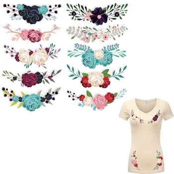

10Pcs Flower Set Ironing Stickers Cartoon Flower Patch New Heat Transfer Washable Diy Garment Accessory Iron On T-Shirt Jeans