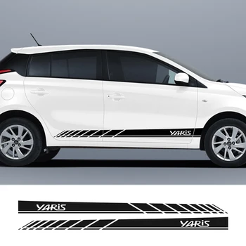 

For Toyota Yaris Racing Lattices Stripes Car Door Side Skirt DIY Stickers Sport Styling Auto Body Vinyl Decals Car Accessories