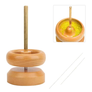 

String Loader Bead Devices 6.3in Beech Hand-Made Manual Rotating Bead Tool Bead Devices with 2Pcs Pins for 2mm Tube Bead Round