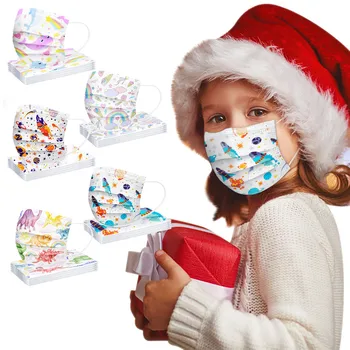 

50pcs Mix Print Children Disposable Mask 3 Layers Ply Non-woven Cartoon Filter Mask Breathable Earloops Mouth Mask Mascarilla