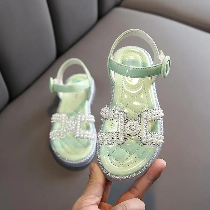 

Girls Sandals Summer Kids Shoes Beading Leather Sandal Beachwear Fashion Baby Toddler Casual Princess Children Sandals