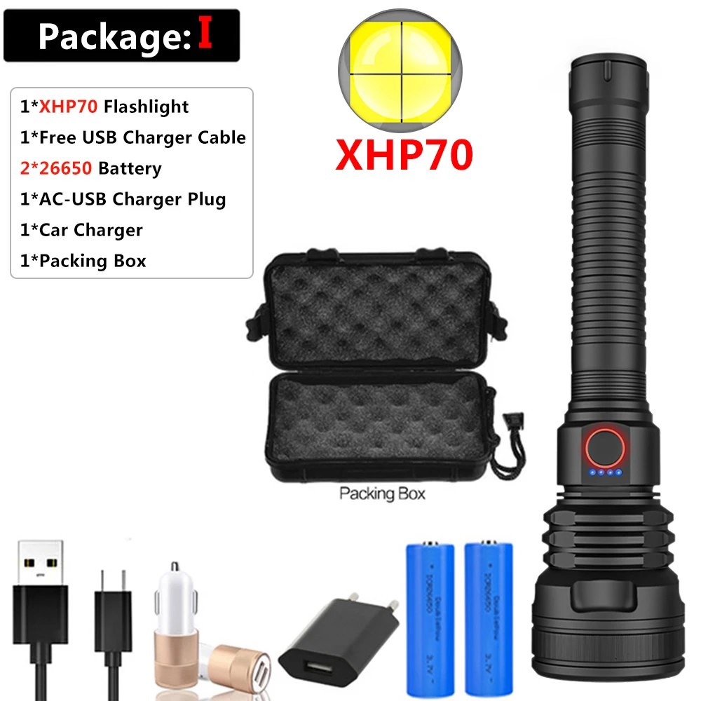 Package I Яркий светодиодный светильник-вспышка xhp70.2 САМЫЙ МОЩНЫЙ СВЕТИЛЬНИК-вспышка 26650 usb фонарь xhp70 xhp50 фонарь 18650 охотничий Фонарь ручной светильник - Испускаемый цвет: Package I