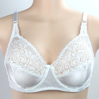 

34-40D Silk ultra-thin Transparent Large size Bra Women Bra Sexy Padded Up In Frames Embroidery Lace Bra Push Up Bras 2018 new