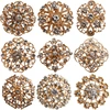 Plated Meta Rhinestone Crystal Gold Flower Brooches Pins For Wedding Bouquet Brooch Pin For Bridal Party Bags Clothes Gift Box ► Photo 1/6