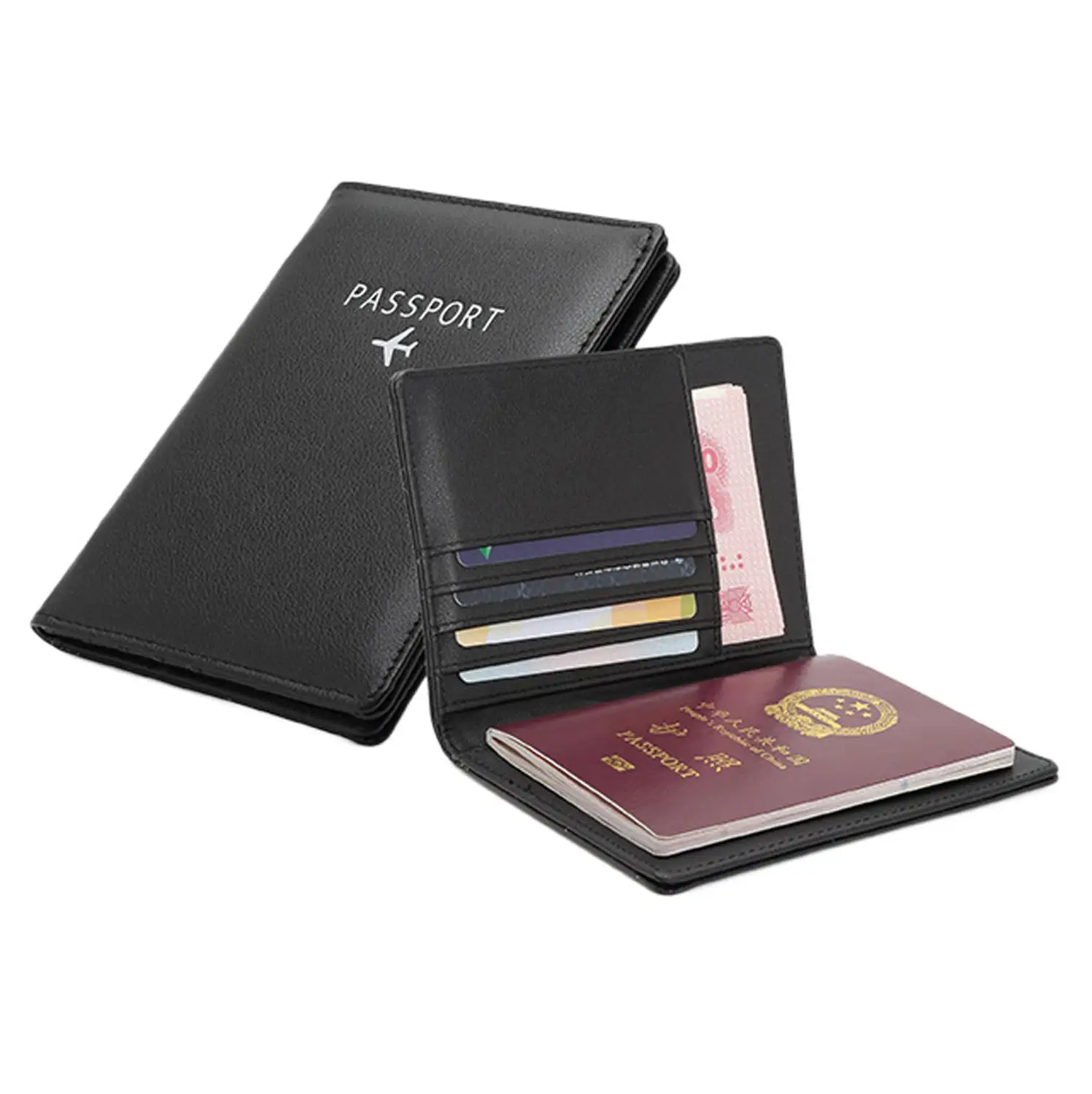 

Brand Air Passport Cover PU Leather Women Men Multi-purpose Travel Passport Wallet Tri-fold Document Organizer Holder 2019 hot