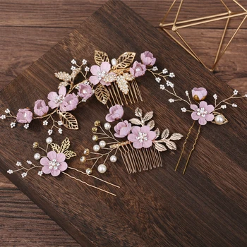 

Charm Flower Rhinestone hair stick Bridal Bridesmaid Wedding Pearl Slide Hair Comb Hairpin Prom Party Headpiece