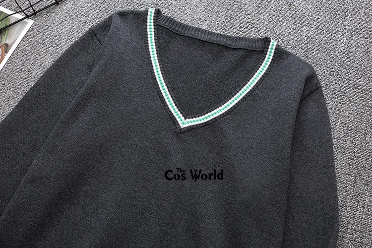 XS-XXL весна осень мужские женские длинные рукава в полоску вязаные топы пуловеры с v-образным вырезом Свитера для JK школьная форма Студенческая одежда